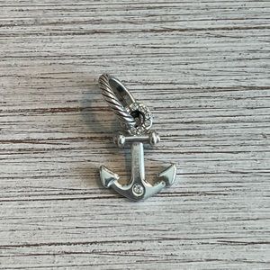 Brighton Retired Ahoy Anchor Silver and Crystal Charm - New Without Tags